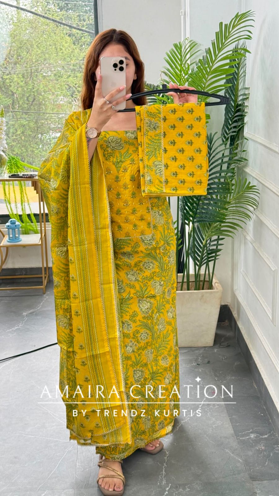 Premium Cotton Mustard Colour Unstitched Suit