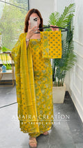 Premium Cotton Mustard Colour Unstitched Suit