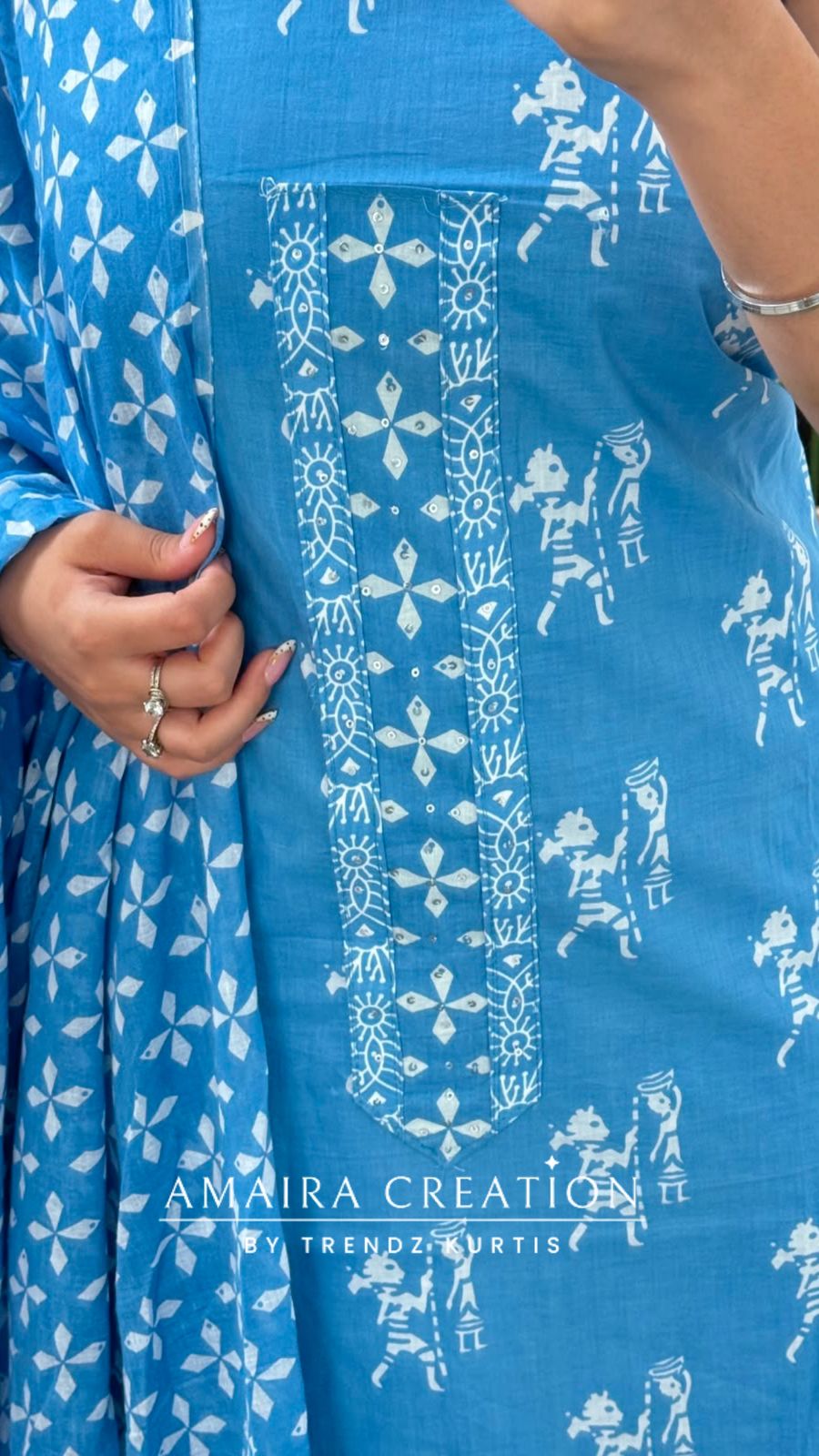 Premium Cotton Powder Blue Colour Unstitched Suit