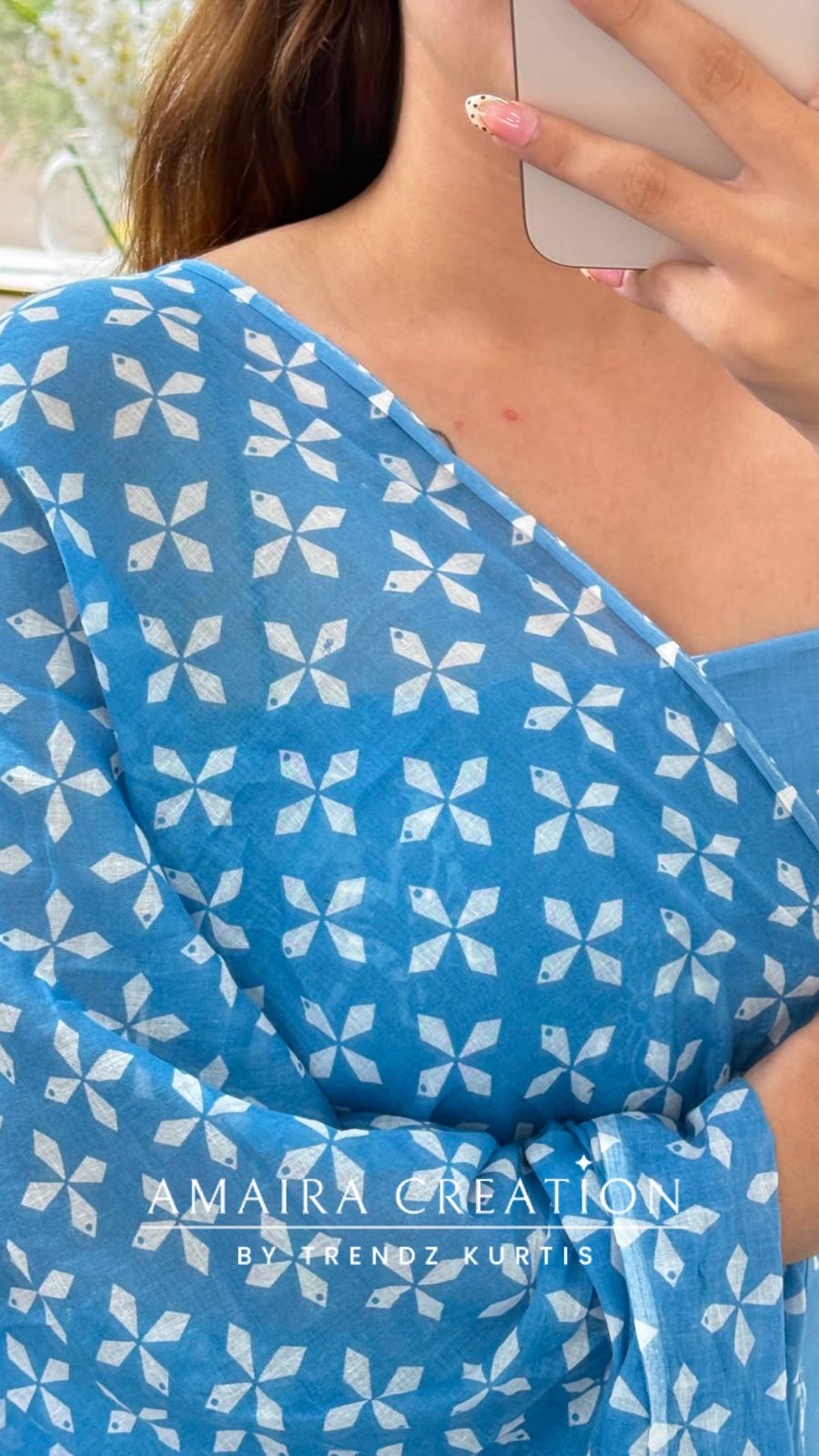 Premium Cotton Powder Blue Colour Unstitched Suit