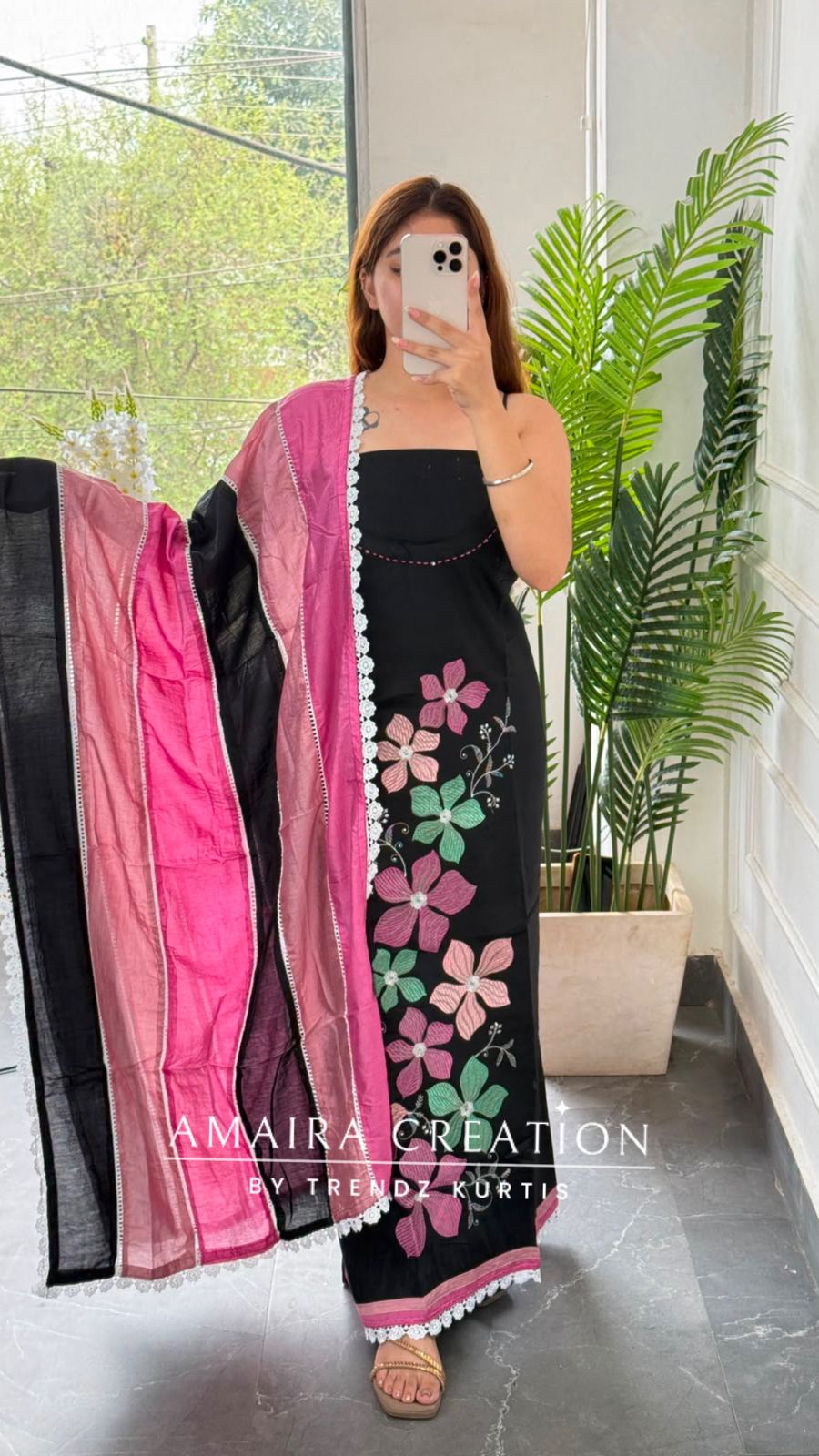 Premium Reyon Black Colour Multi Thread Embroidery Unstitched Suit With Beautiful Dupatta