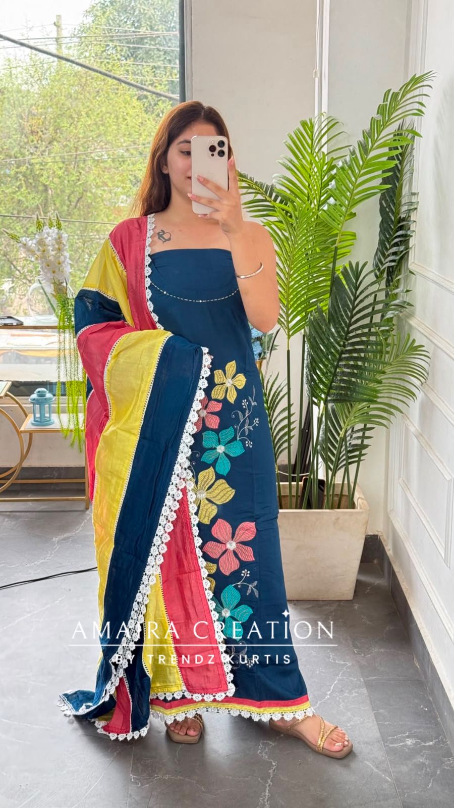 Premium Reyon Blue Colour Multi Thread Embroidery Unstitched Suit With Beautiful Dupatta