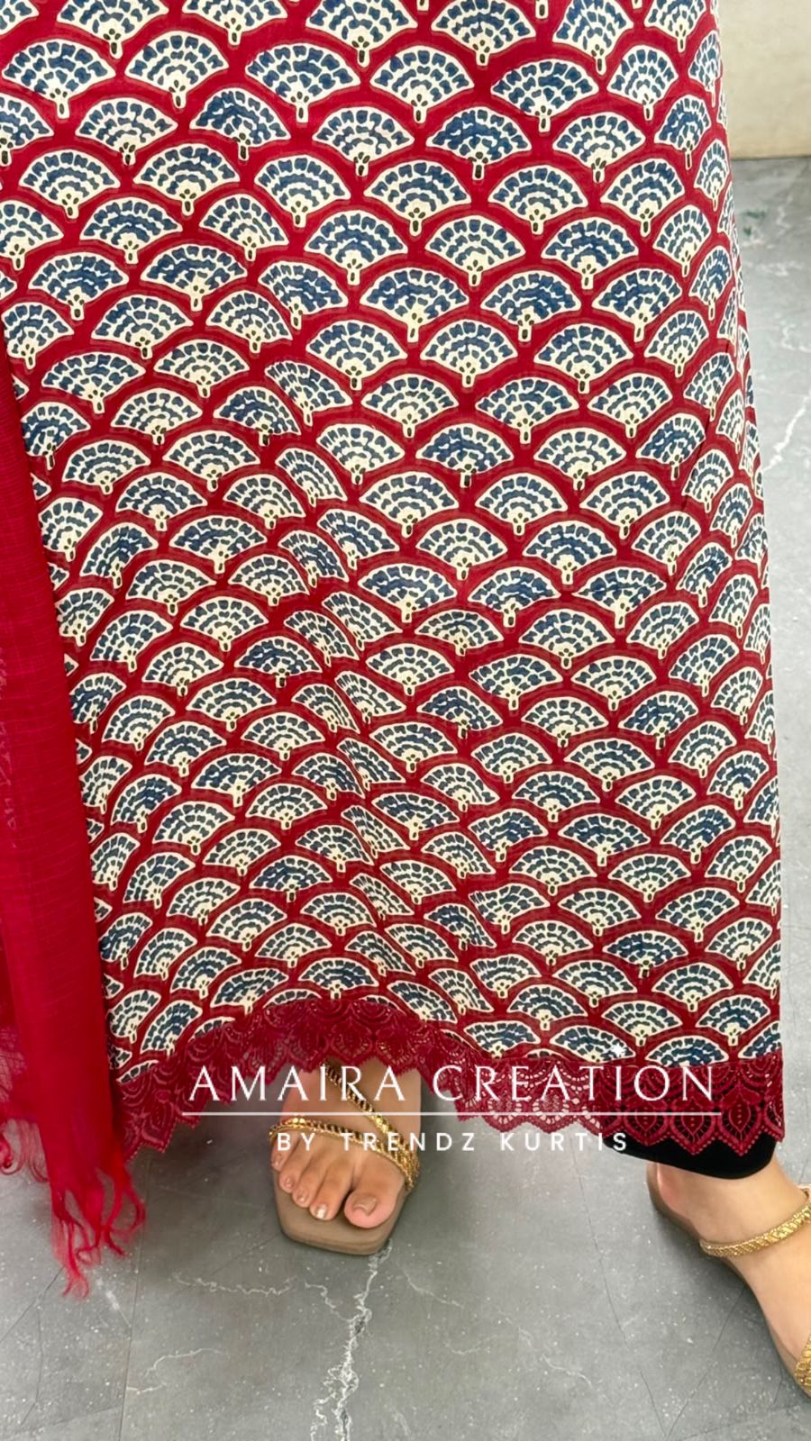 Premium Cotton Maroon Colour Unstitched Suit With Beautiful Kota Doria Thread Embroidery Dupatta