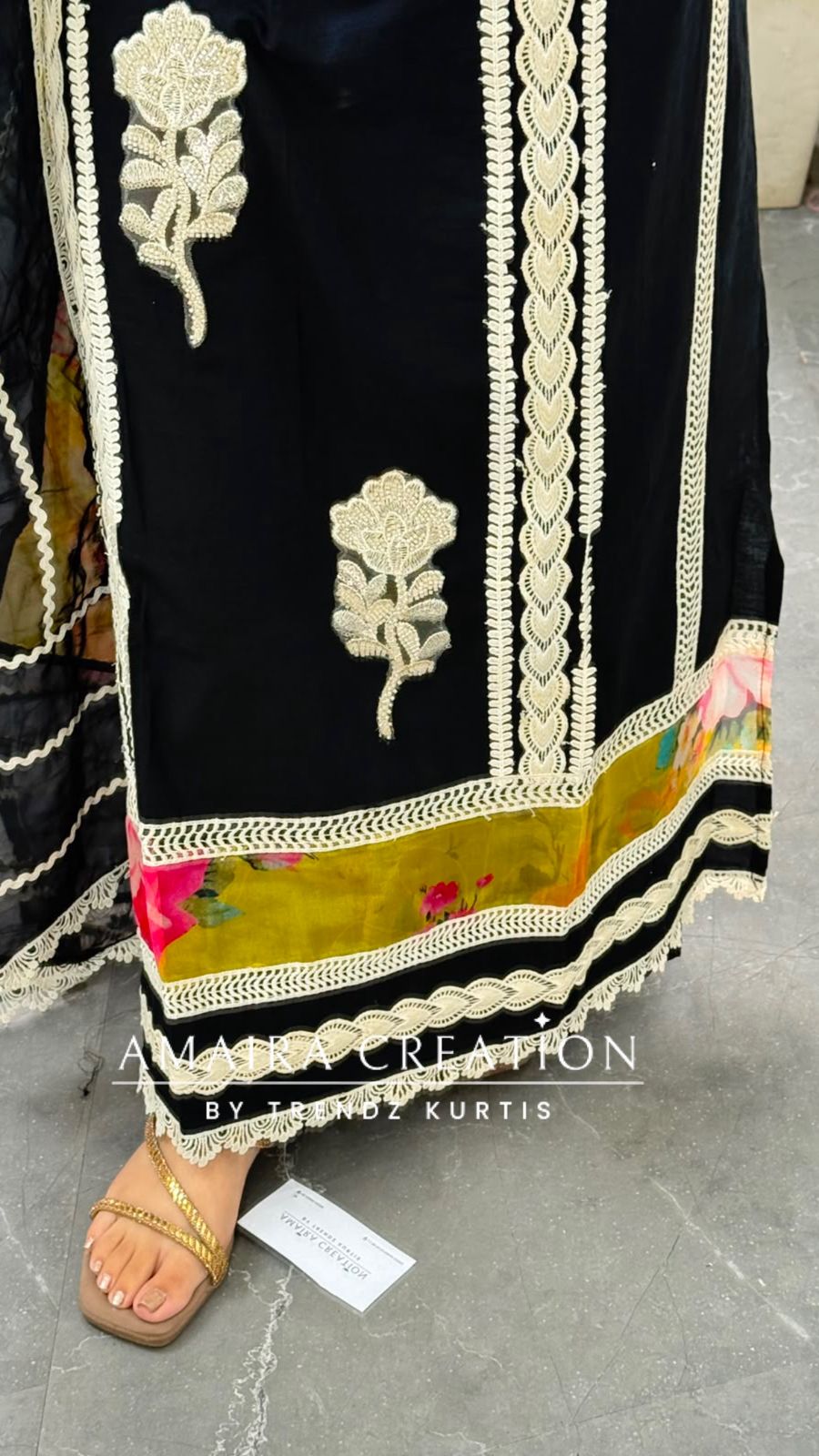 Premium Cotton Lace n Thread Embroidery Detailing Unstitched Suit With Organza Dupatta