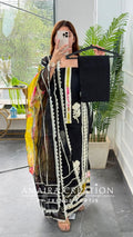 Premium Cotton Lace n Thread Embroidery Detailing Unstitched Suit With Organza Dupatta