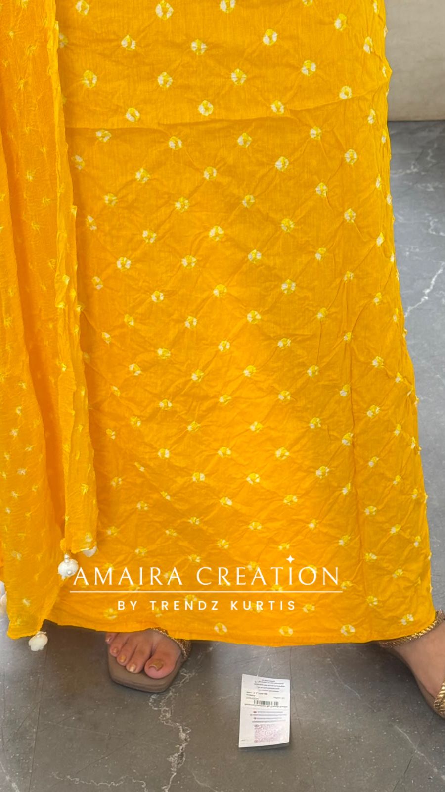 Premium Cotton Yellow Colour Bandhni Print Unstitched Suit With Chiffon Dupatta