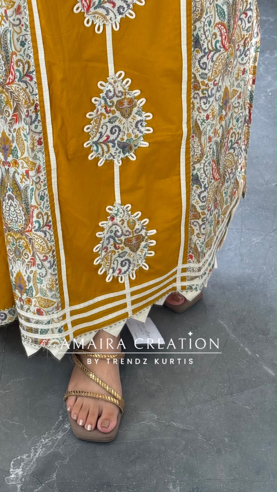 Premium Cotton Mustard Colour Unstitched Suit With Beautiful Lace Detailing