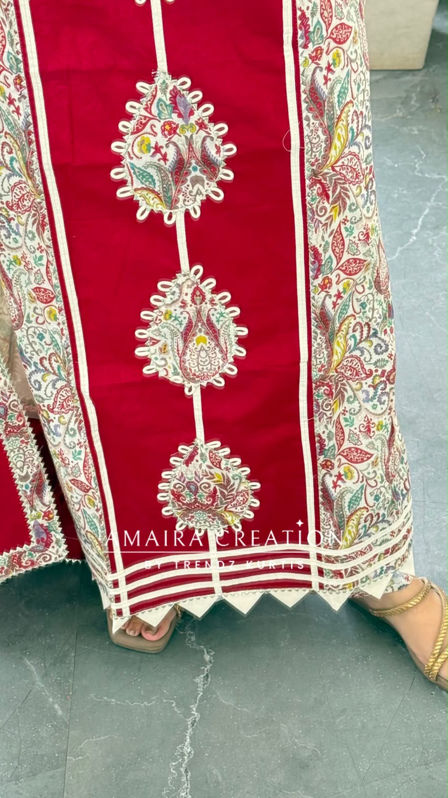 Premium Cotton Maroon Colour Unstitched Suit With Beautiful Lace Detailing