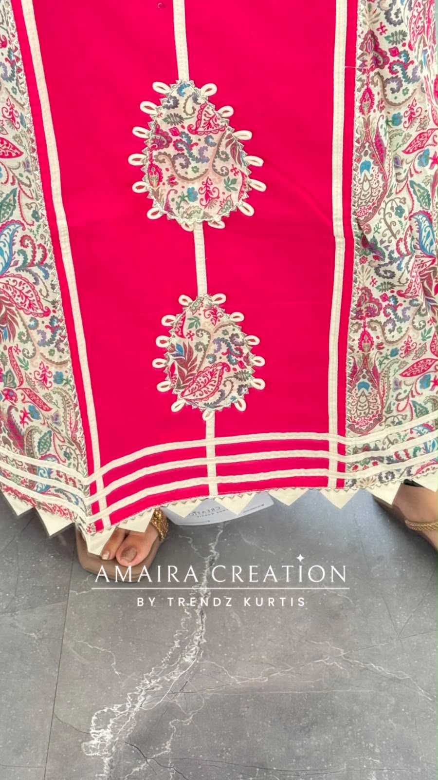Premium Cotton Hot Pink Colour Unstitched Suit With Beautiful Lace Detailing