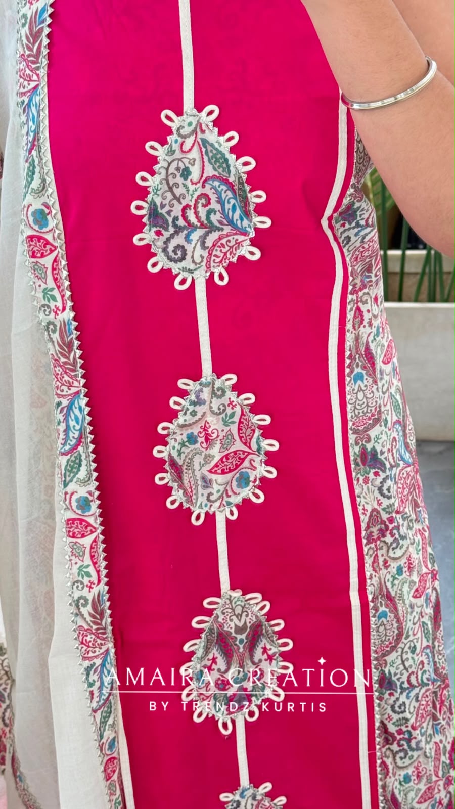 Premium Cotton Hot Pink Colour Unstitched Suit With Beautiful Lace Detailing