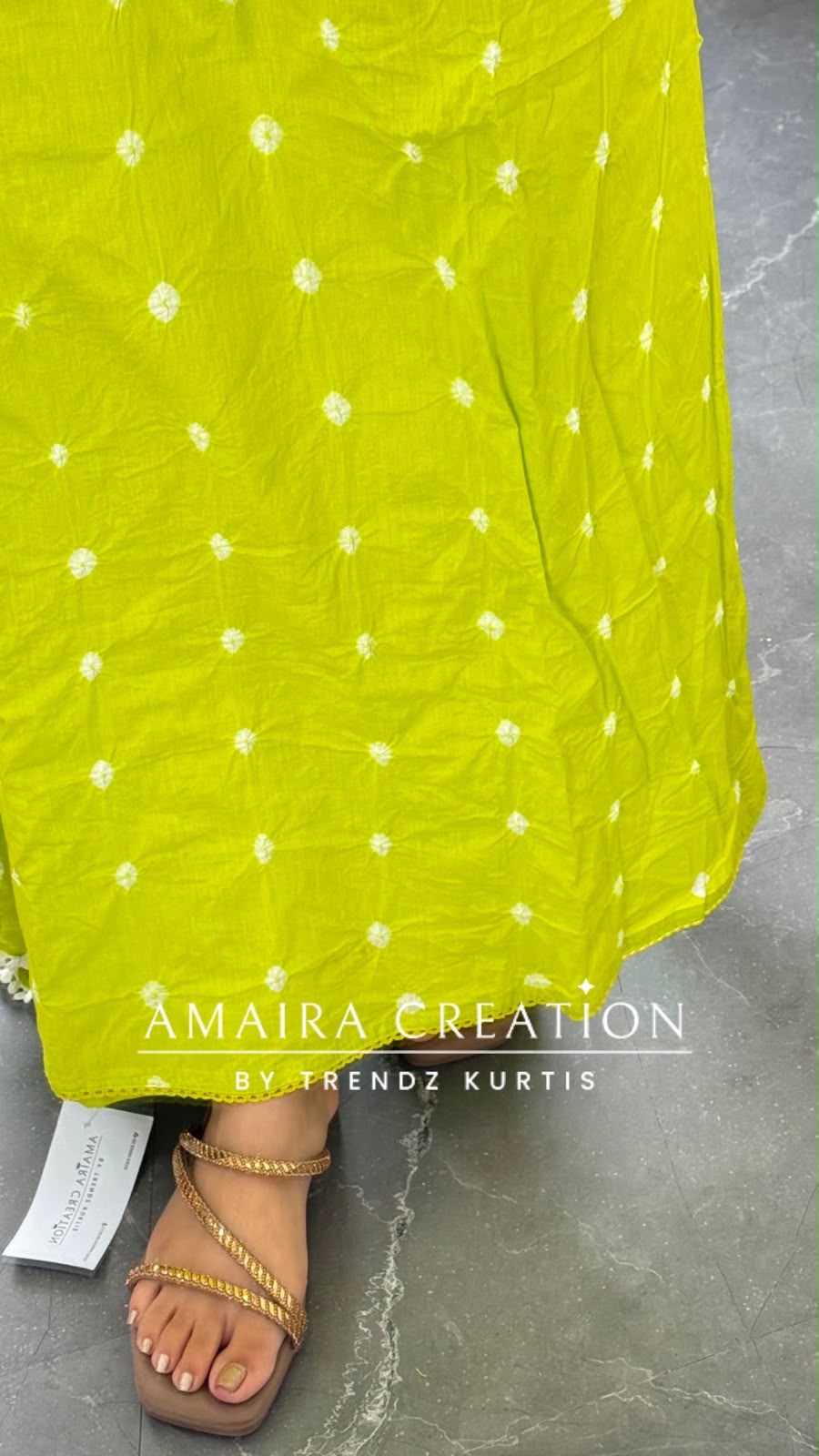 Premium Cotton Parrot Green Colour Bandhni Print Chikankari Detailing Unstitched Suit With Chiffon Dupatta