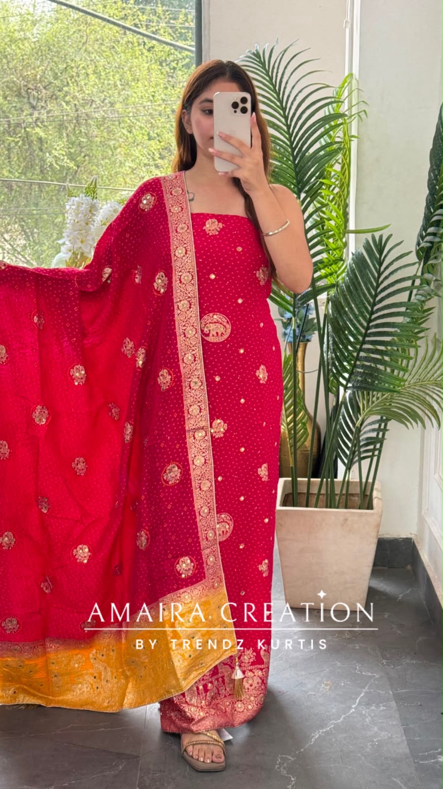 Premium Silk Magenta Colour Unstitched Suit With Beautiful Dual Shade Banarasi Silk Dupatta