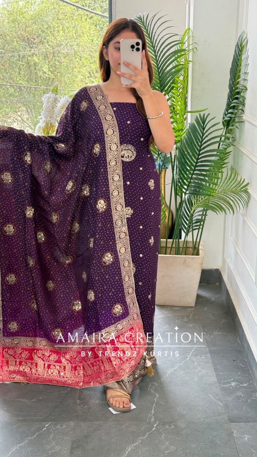 Premium Silk Purple Colour Unstitched Suit With Beautiful Dual Shade Banarasi Silk Dupatta