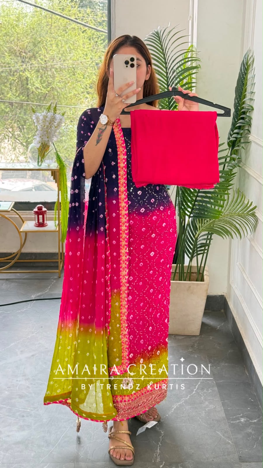 Premium Silk Tye Dye Pattern Unstitched Suit With Chiffon Dupatta