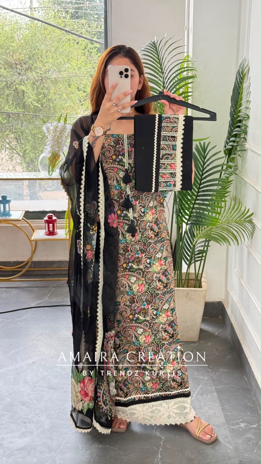 Premium Cotton Black Colour Unstitched Suit With vibrant Paisley Print  With Beautiful Chiffon Dupatta