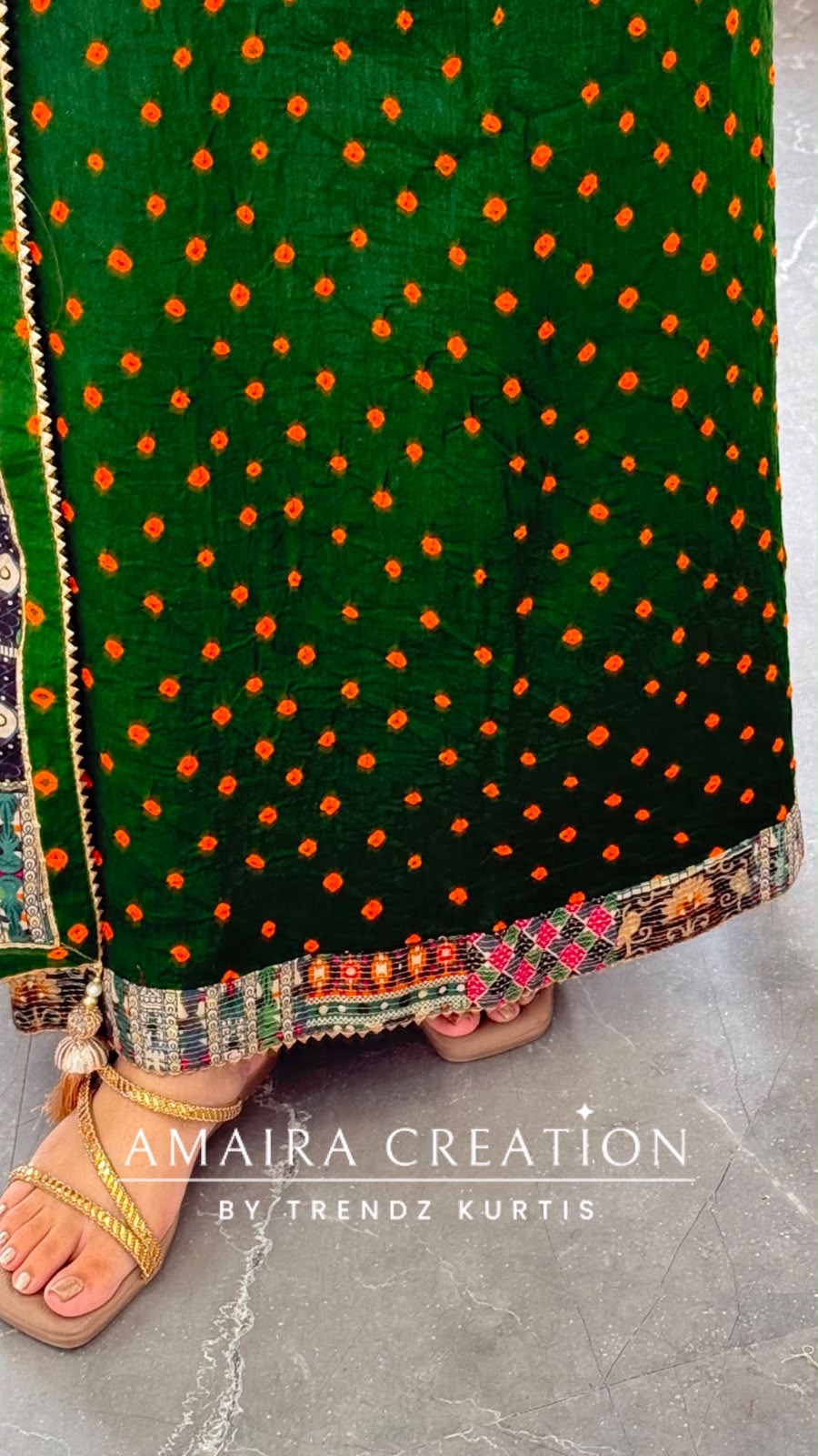 Premium Cotton Dark Green Colour Bandhni Print Unstitched Suit With Printed Bottom & Muslin Dupatta