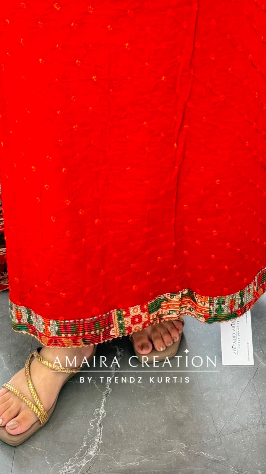 Premium Cotton Red Colour Bandhni Print Unstitched Suit With Printed Bottom & Muslin Dupatta