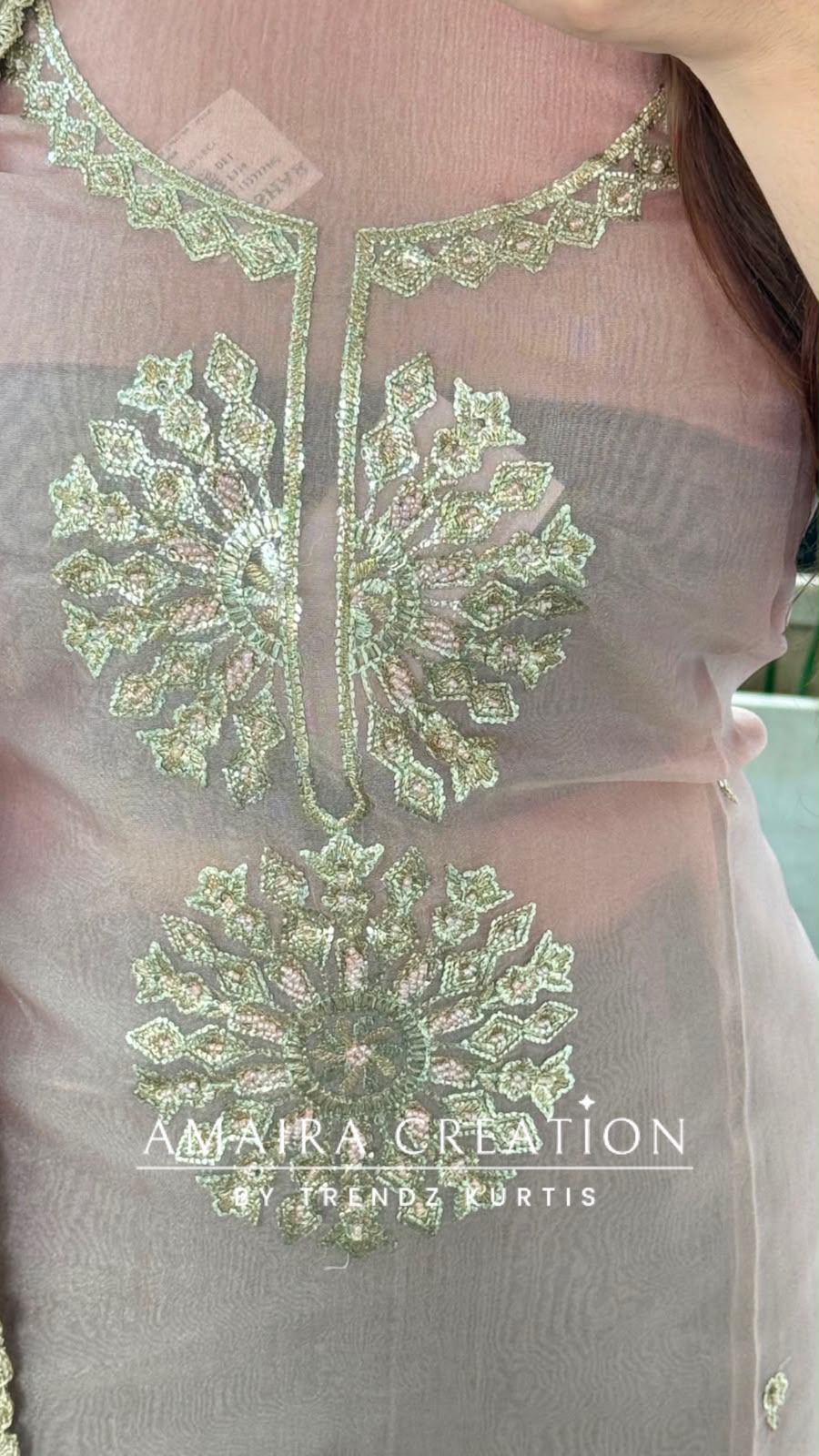 Premium Tissue Organza Peach Colour Unstitched Suit With Beautiful Zari Work Dupatta