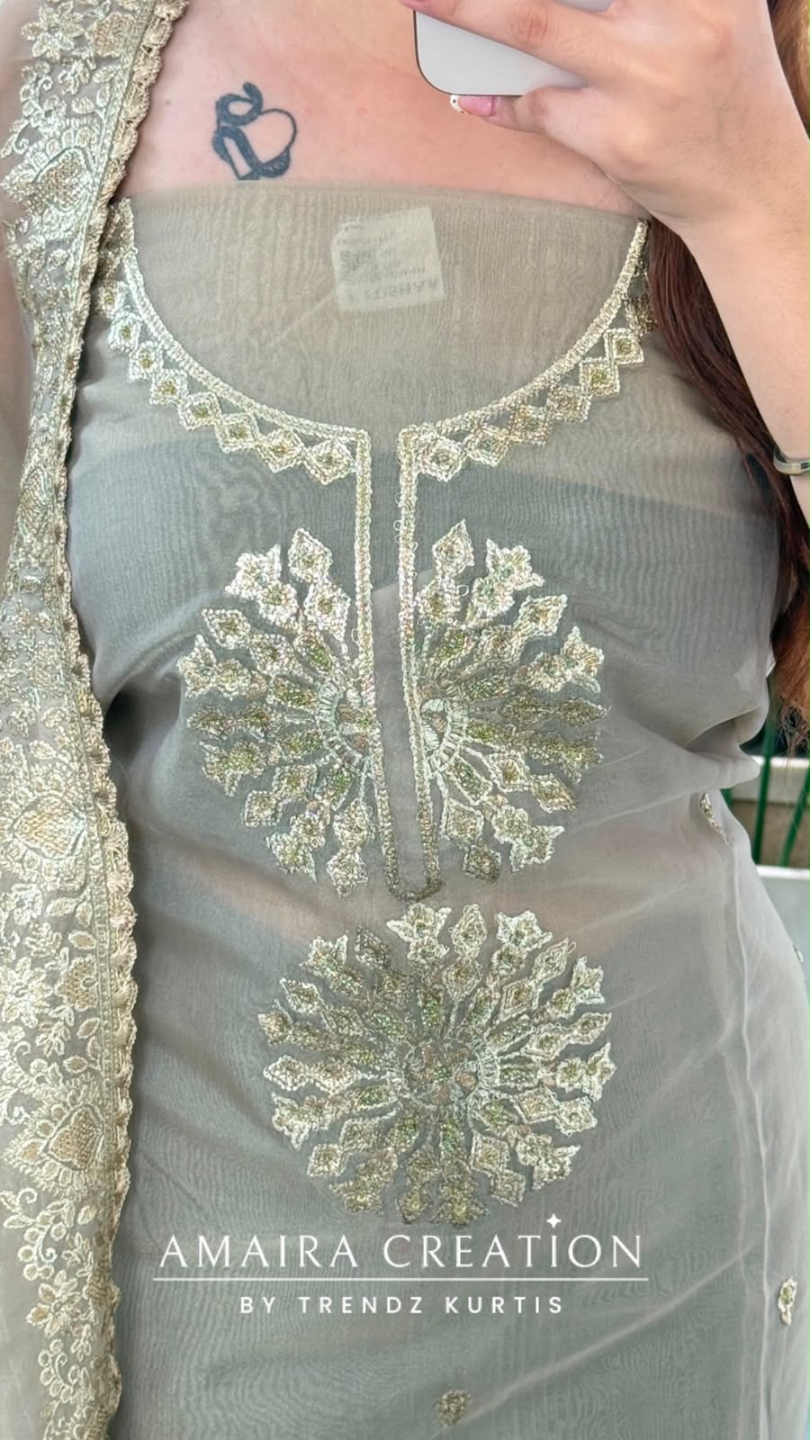 Premium Tissue Organza Golden Colour Unstitched Suit With Beautiful Zari Work Dupatta