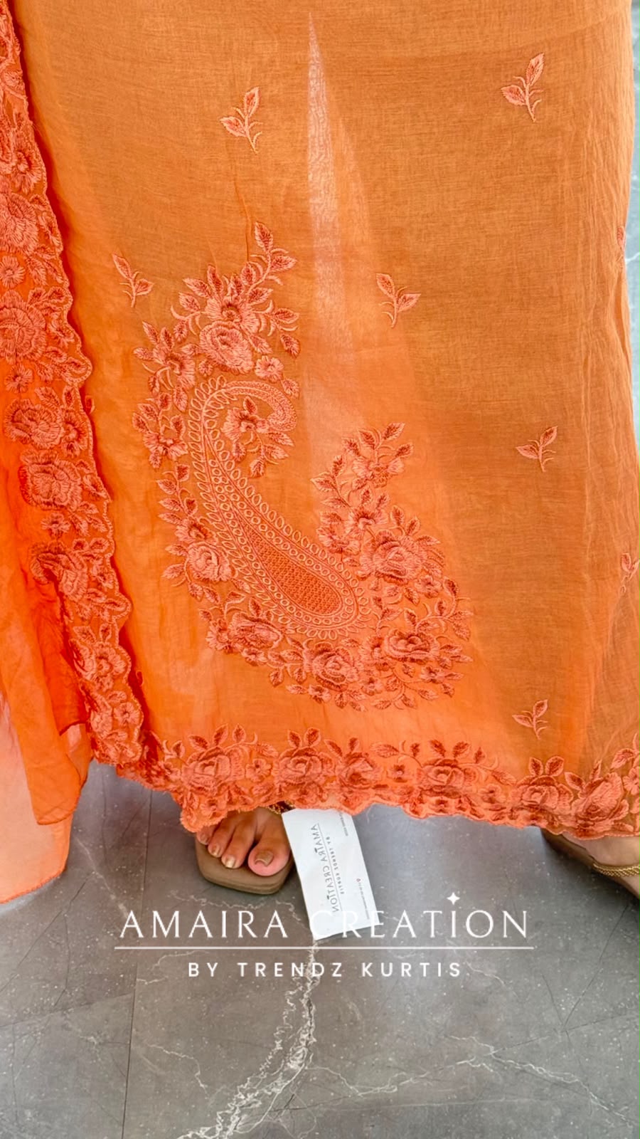 Premium Mul Chanderi Rust Colour Unstitched Suit Embroidery Dupatta
