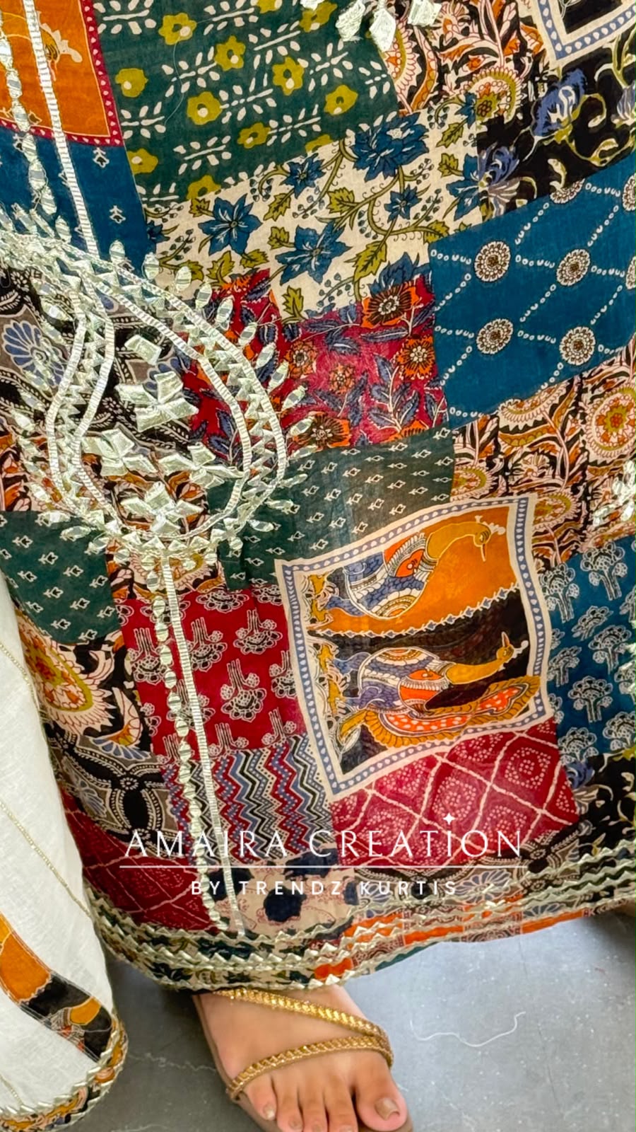 Premium Cotton Maroon Multi Colour Gotta Patti Work unstitched suit
