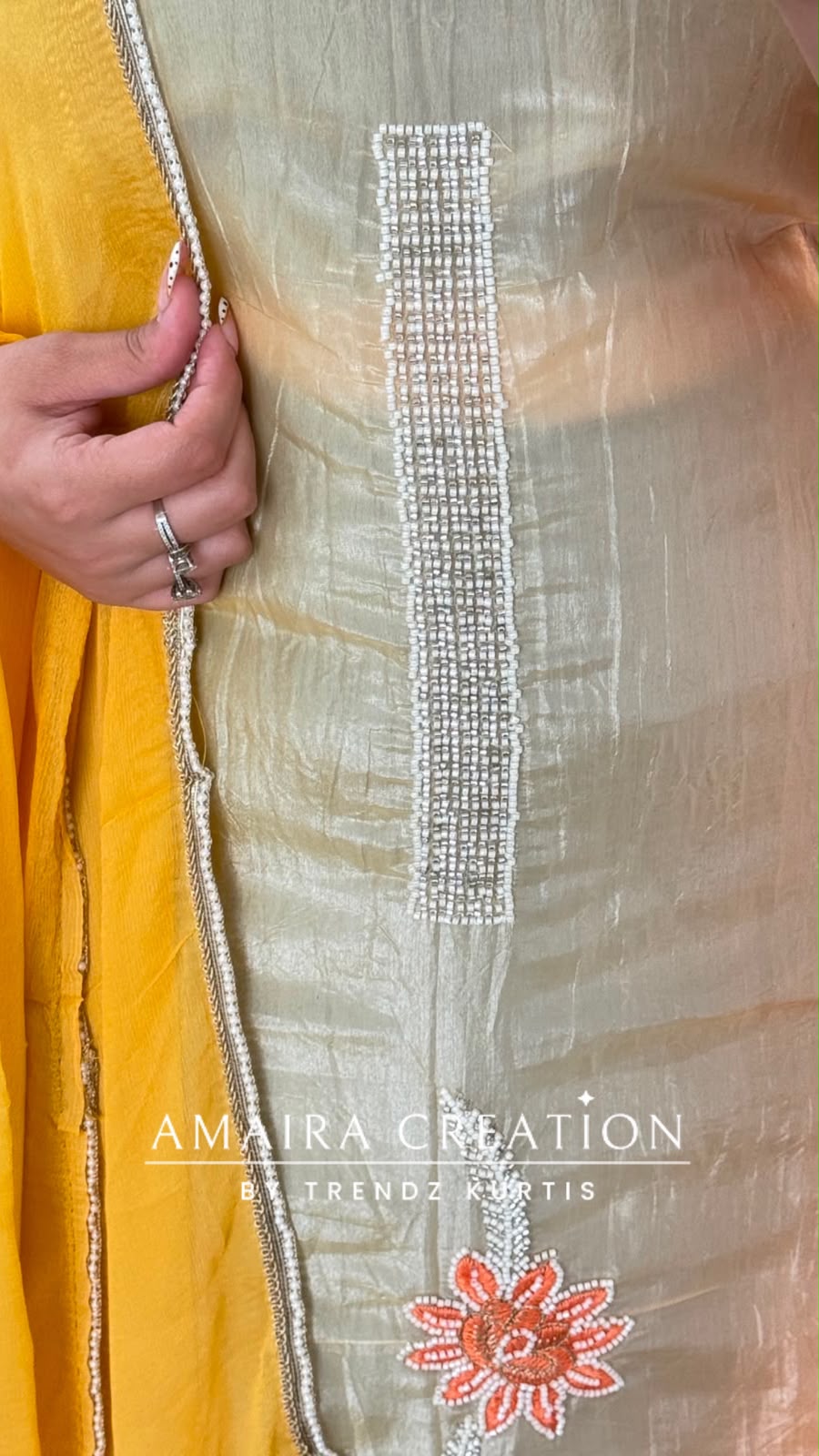 Premium Fendi Fabirc Tye Due Pattern Yellow Orange Colour Unstitched Suit With Chiffon Dupatta