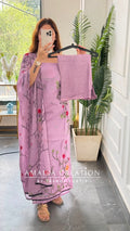 Premium cotton Unstitch Suit With Cotton Embroidered Dupatta