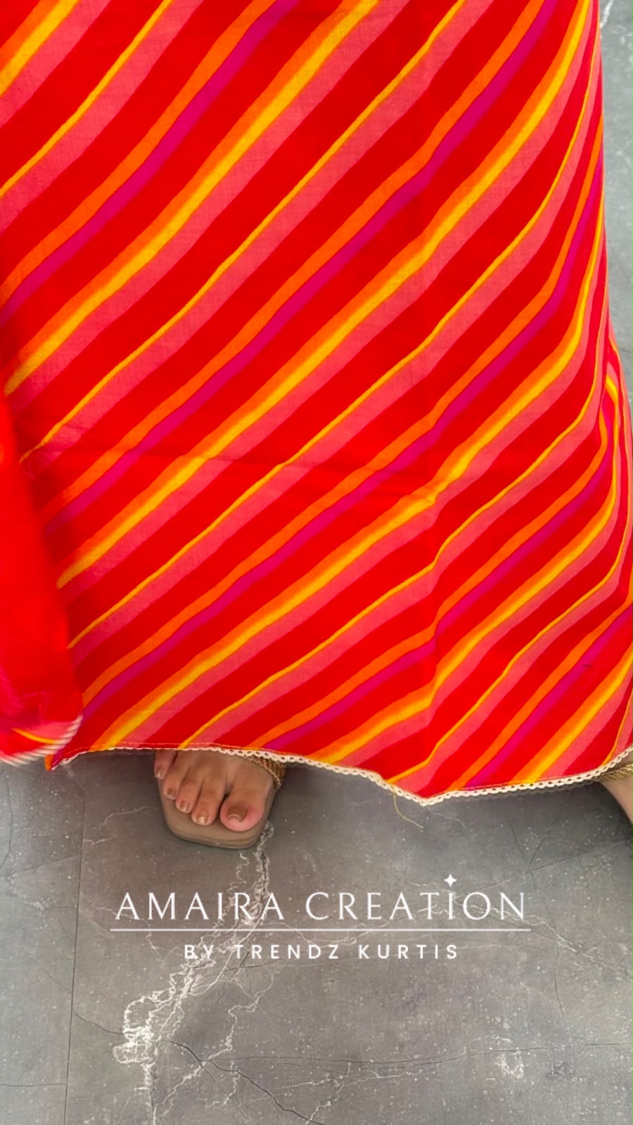 Premium Cotton Lehriya Pattern Red Colour Unstitch Suit With Chiffon Dupatta