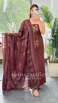 Premium Cotton Chocolate Colour Unstitched Suit