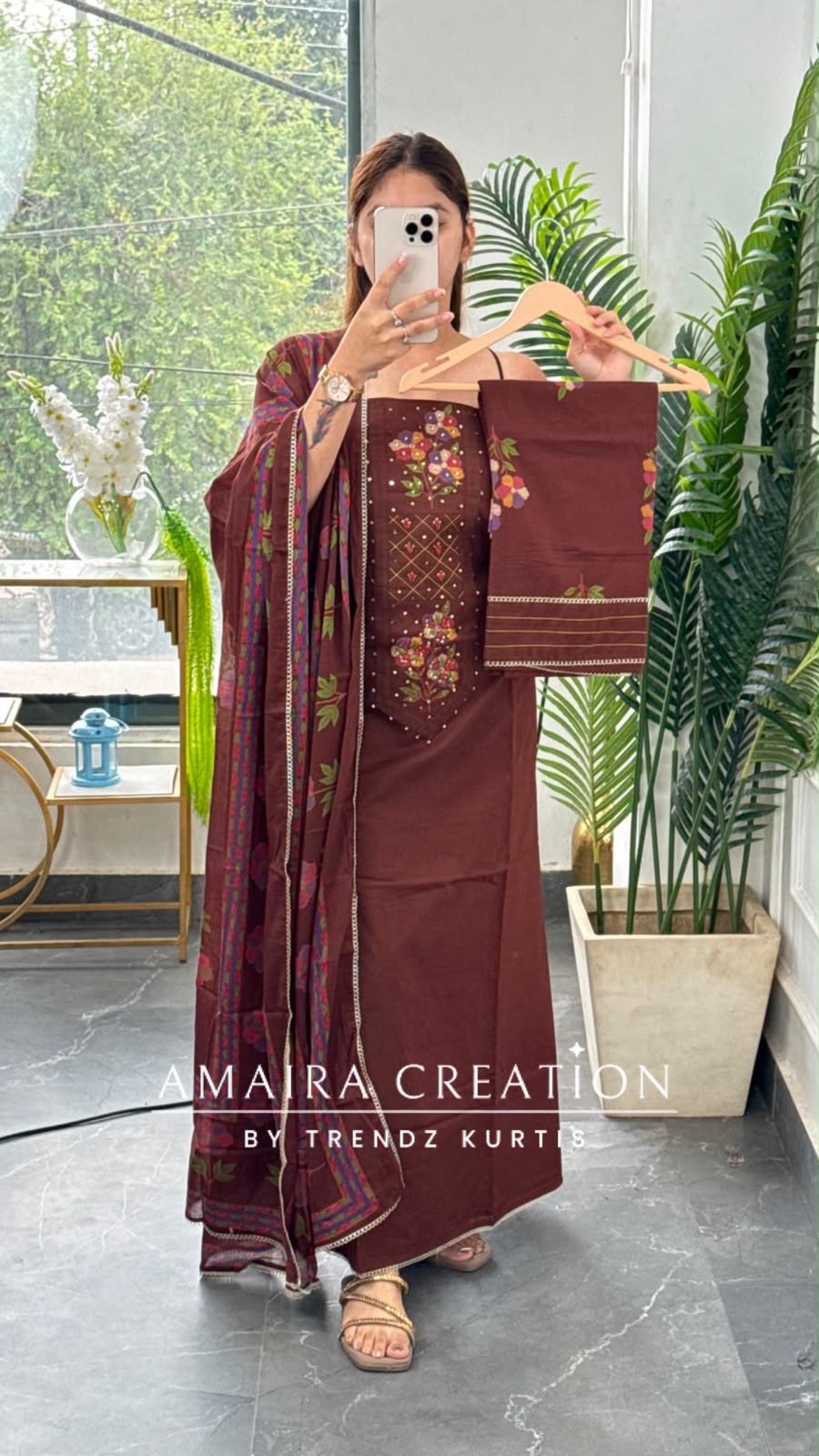 Premium Cotton Chocolate Colour Unstitched Suit