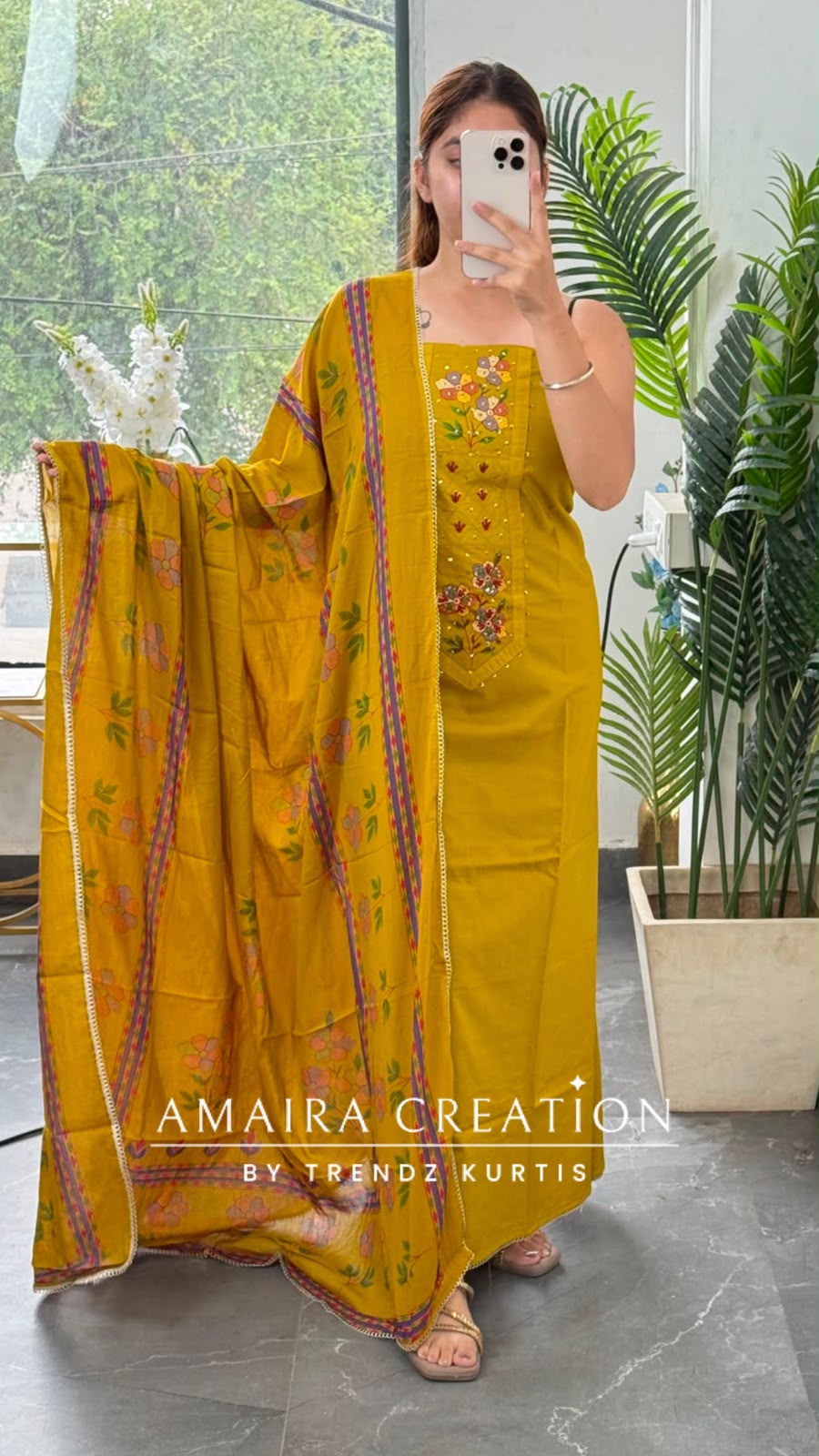 Premium Cotton Mustard Colour Unstitched Suit