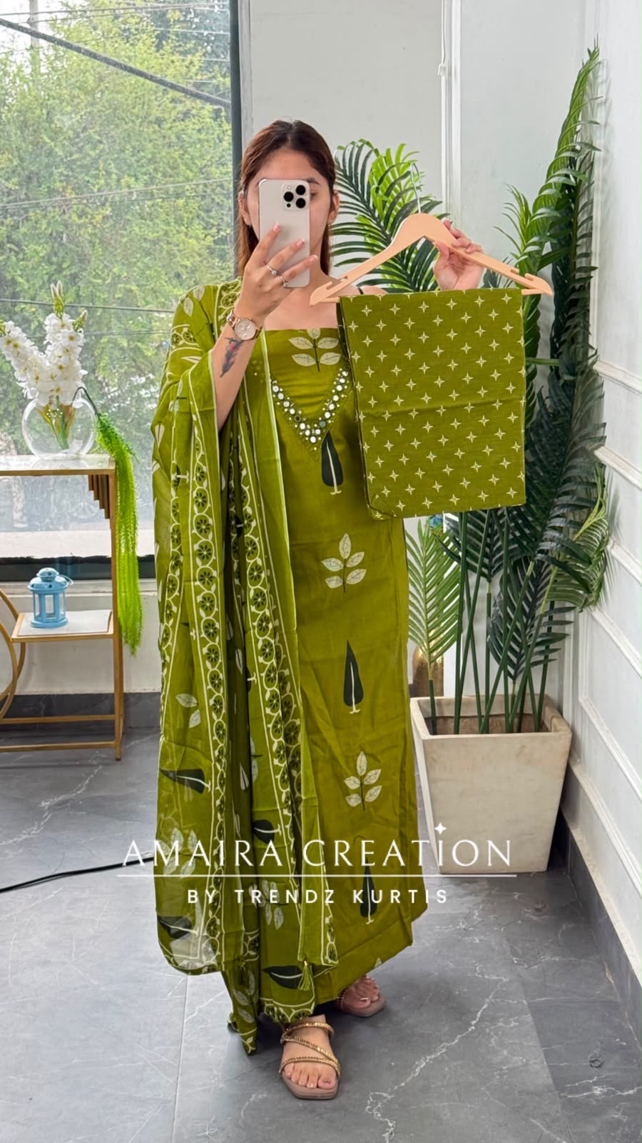 Premium Cotton Green Colour Unstitched Suit