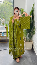 Premium Cotton Green Colour Unstitched Suit