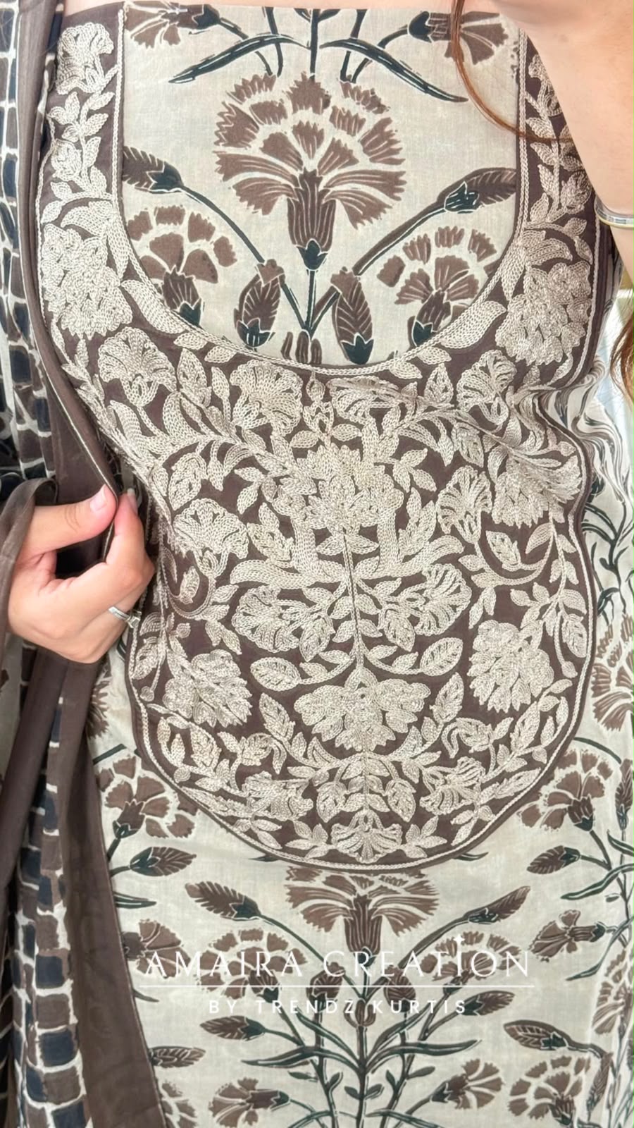 Premium Cotton Beige Brown Colour Unstitched Suit