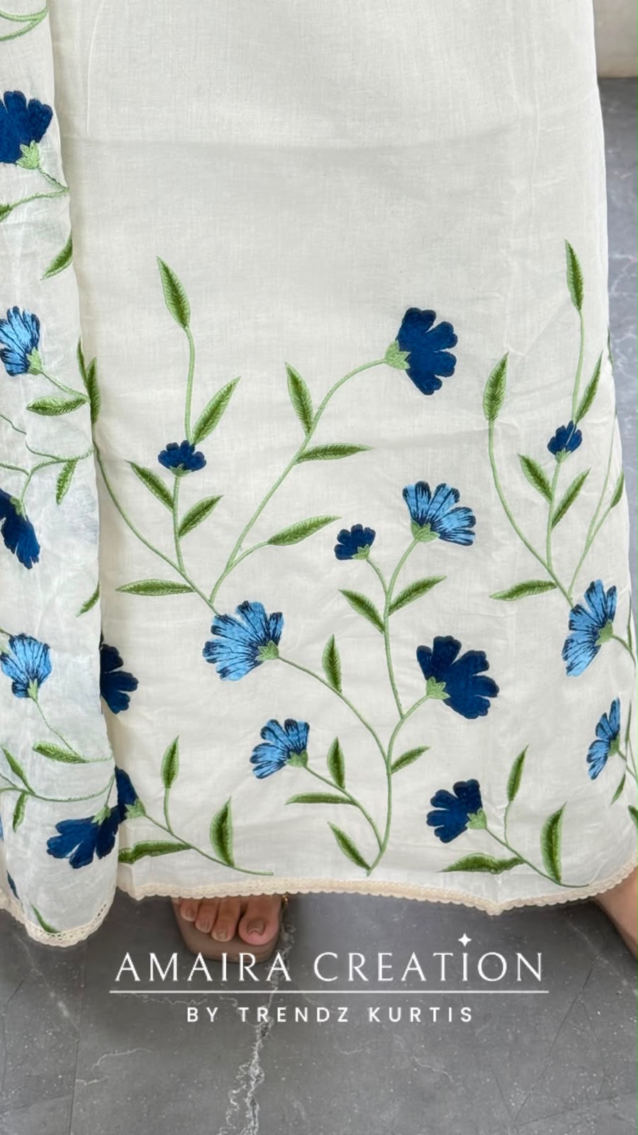 Premium Cotton Off White Colour Thread Embroidery Unstitched Suit