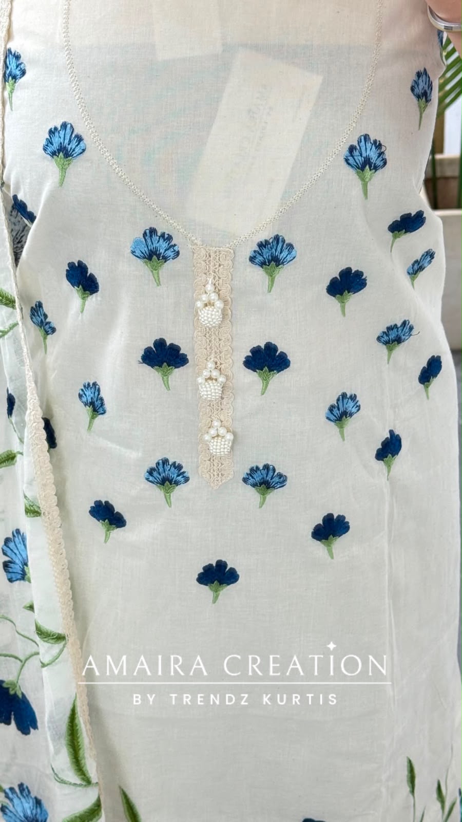 Premium Cotton Off White Colour Thread Embroidery Unstitched Suit