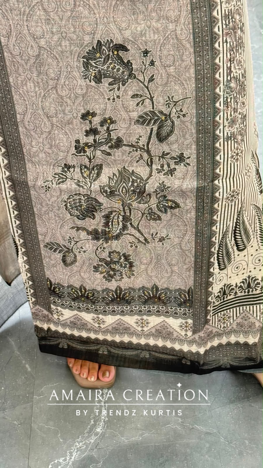 Premium Shimmer Silk Beige Colour Unstitched Suit (print 2)
