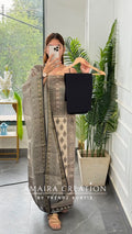Premium Shimmer Silk Beige Colour Unstitched Suit (print 5)