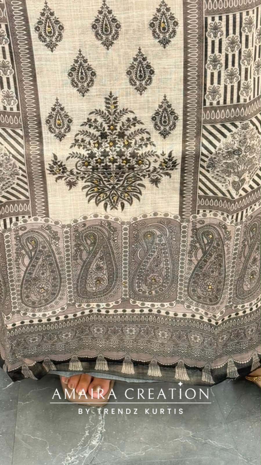 Premium Shimmer Silk Beige Colour Unstitched Suit (print 5)
