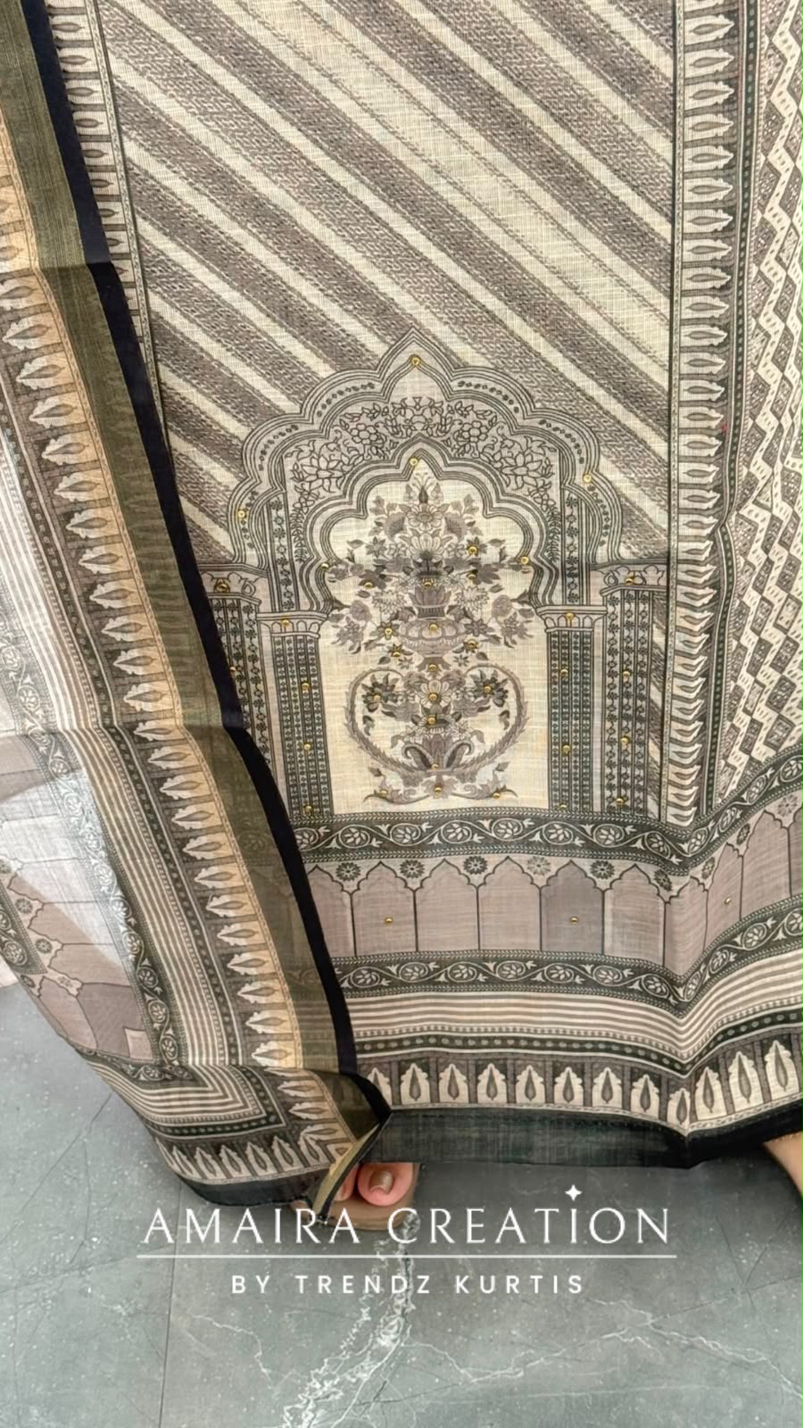 Premium Shimmer Silk  Beige Colour Unstitched Suit (print 1)