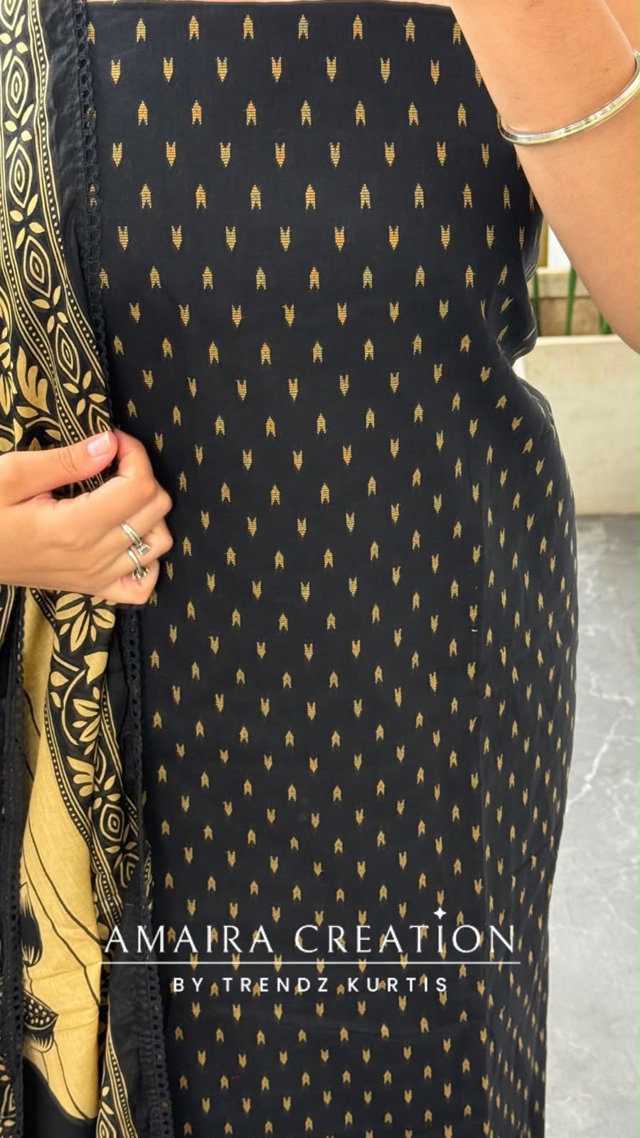 Premium Cotton Black Colour Unstitched Suit