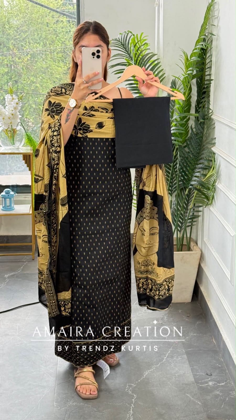 Premium Cotton Black Colour Unstitched Suit