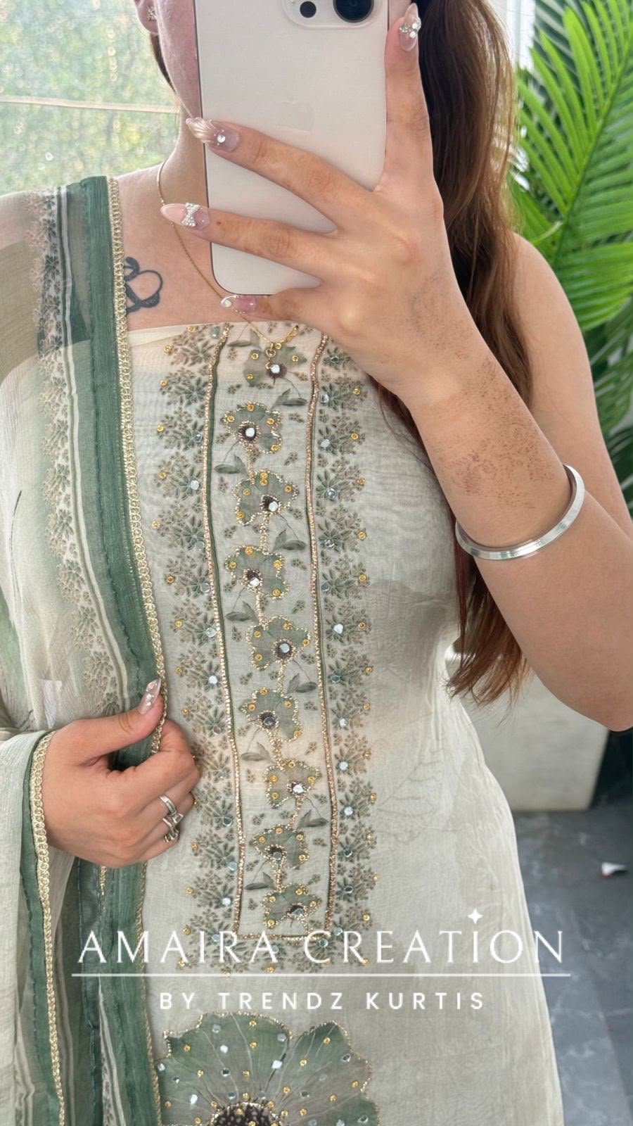 Premium Orgnaza Unstitched Suit With Printed Chiffon Dupatta