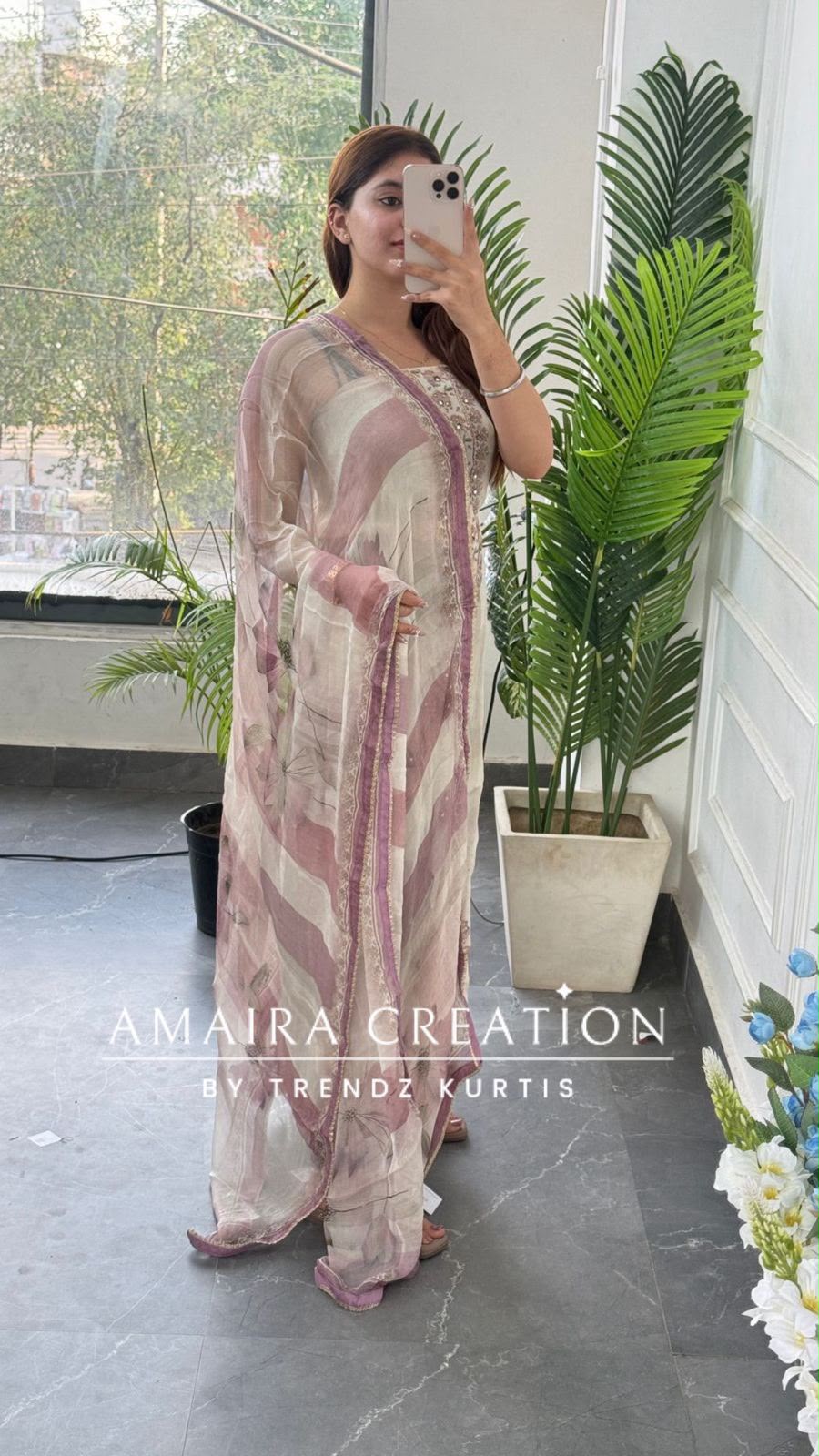 Premium Orgnaza Unstitched Suit With Printed Chiffon Dupatta