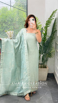 Premium Brocket Sea Green Colour Unstitched Suit With Royal Banarasi Dupatta