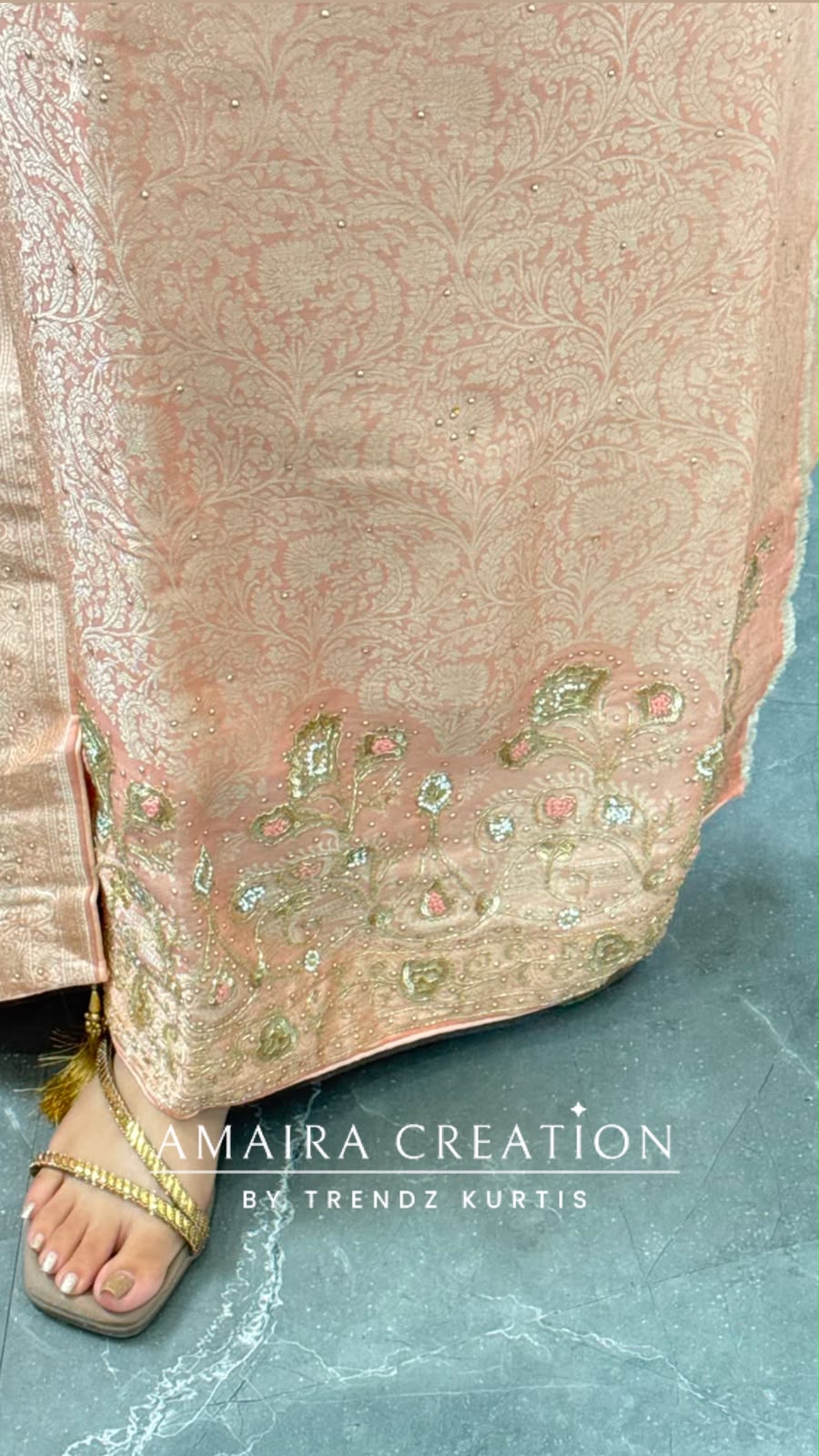 Premium Brocket Peach Colour Unstitched Suit With Royal Banarasi Dupatta