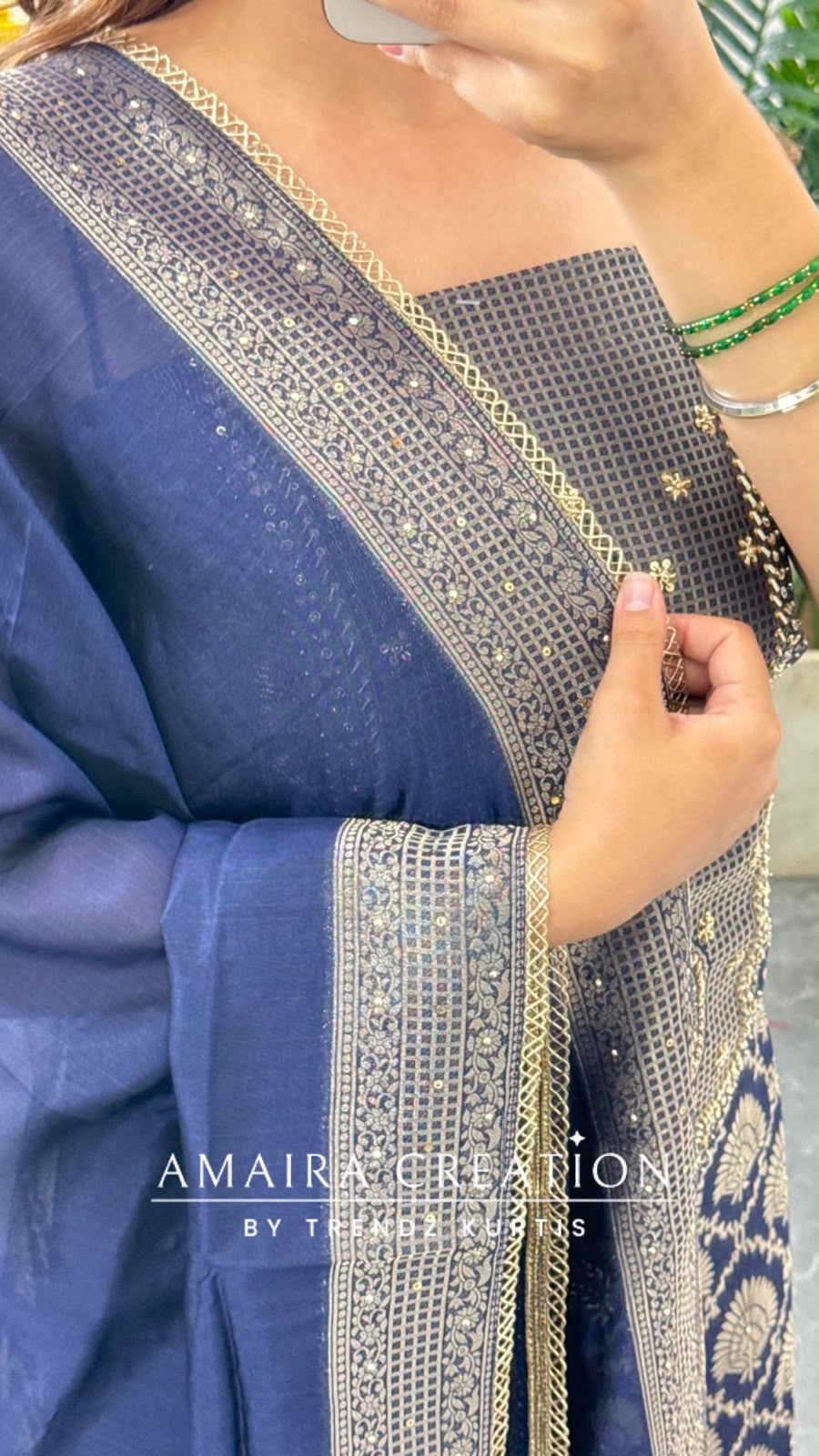 Premium Banarasi Fabric Navy Blue Colour Unstitched Suit Banarasi Silk Dupatta