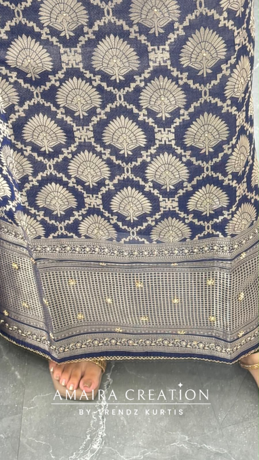 Premium Banarasi Fabric Navy Blue Colour Unstitched Suit Banarasi Silk Dupatta