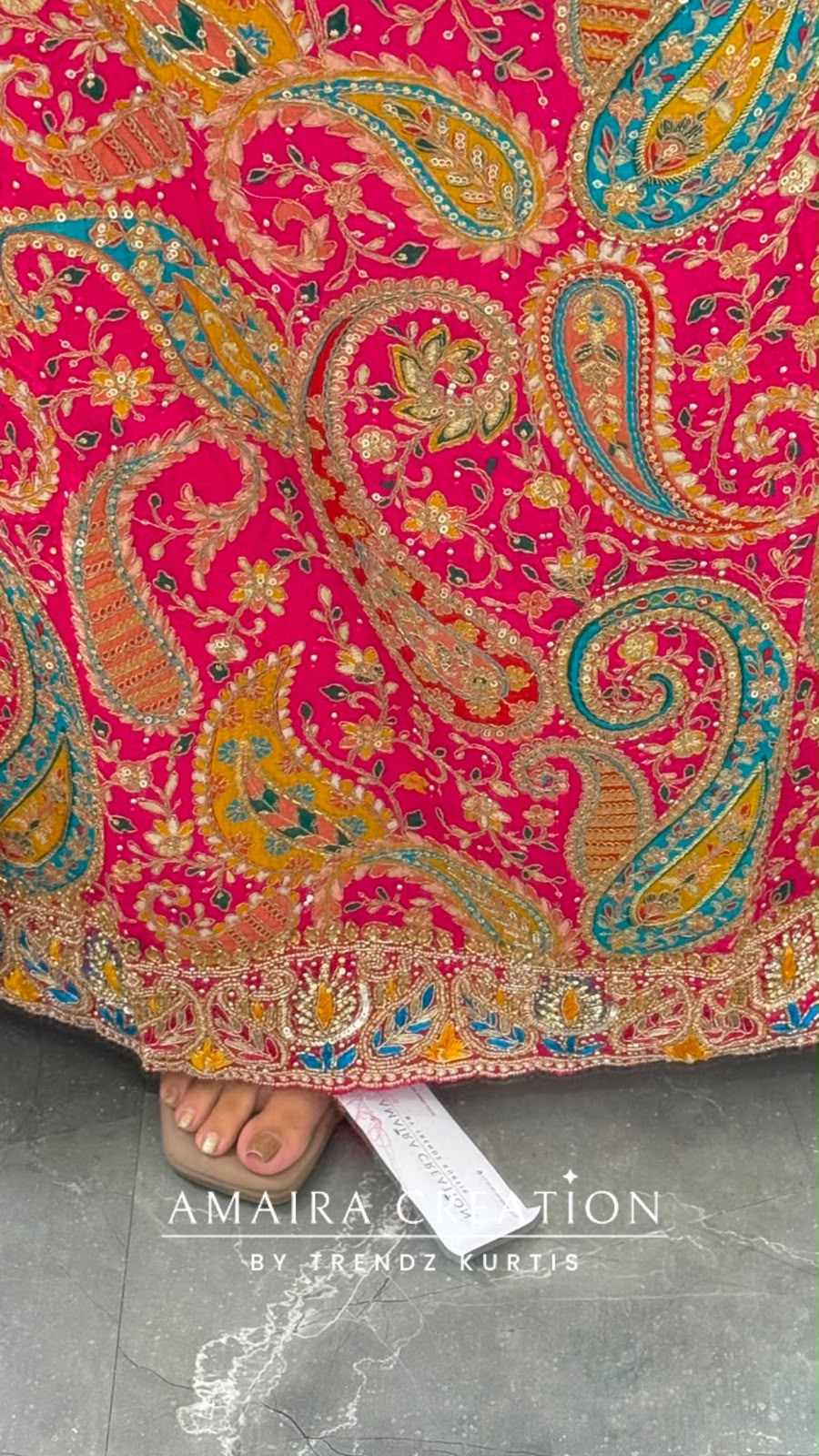 Premium Crepe Fabric Hot Pink Colour Unstitched Suit With Full Heavy Work Chiffon Dupatta