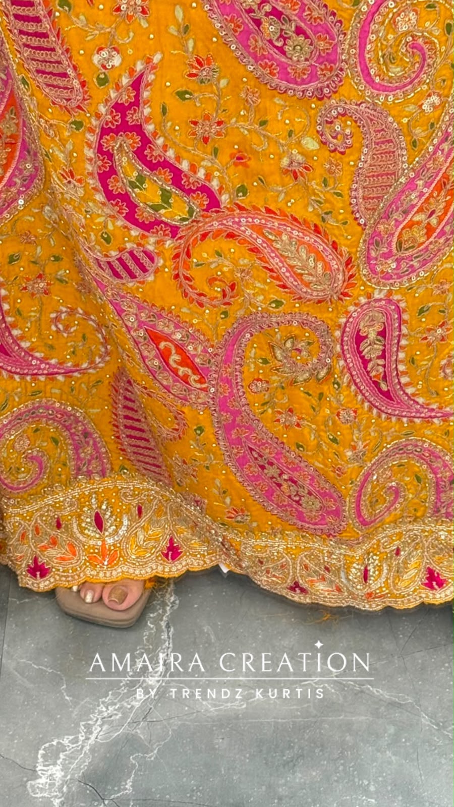 Premium Crepe Fabric Mustard Colour Unstitched Suit With Full Heavy Work Chiffon Dupatta
